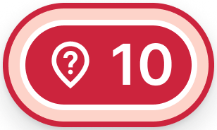 A red cluster badge with a question mark icon and a count of 10, representing unidentified dwells