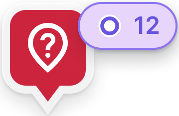 A red marker with a question mark icon paired with a purple count badge, representing an unidentified dwell